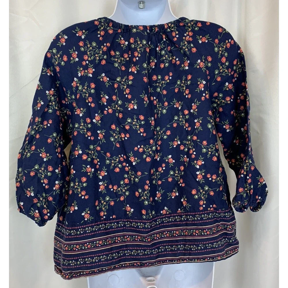 OshKosh B'gosh - Girl's Dark Blue Floral Top - Size 6 - EUC‎ !